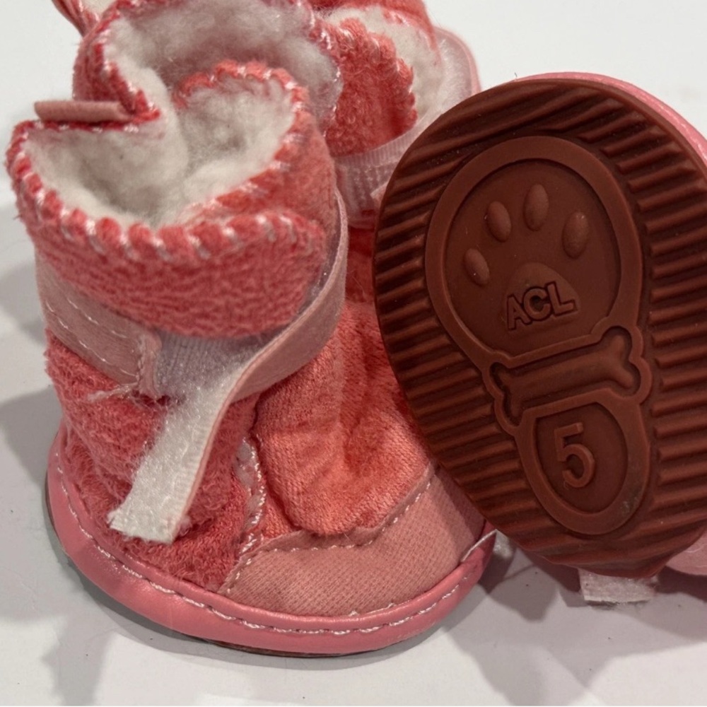 Small Dog Winter Warm Boots – Pink (Set of 4, Size Small)